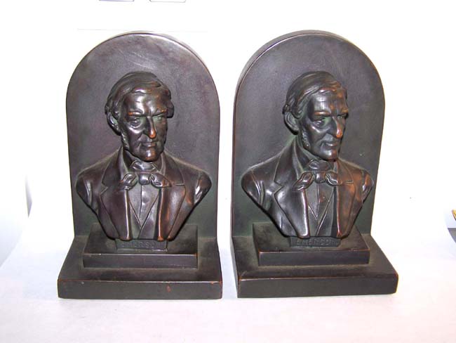 A Pair of Antique Bookends circa 1925 depicting RALPH WALDO EMERSON (1803-1882), famous orator and poet.